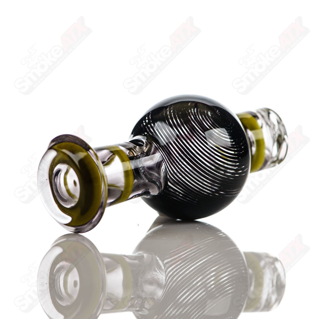Black Spiral Linework V2 Spinner Cap W/ Yellow Accents by Glass Carpenter - Smoke ATX