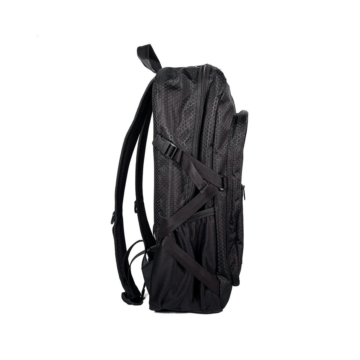Black Cali Crusher Standard Backpack for lifestyle use, featuring multiple compartments and adjustable straps.