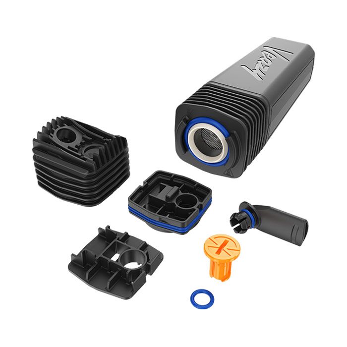 Black Veazy Kit vaporizer by Storz & Bickel, featuring a sleek black design and portable vaporizer device for herbal use.