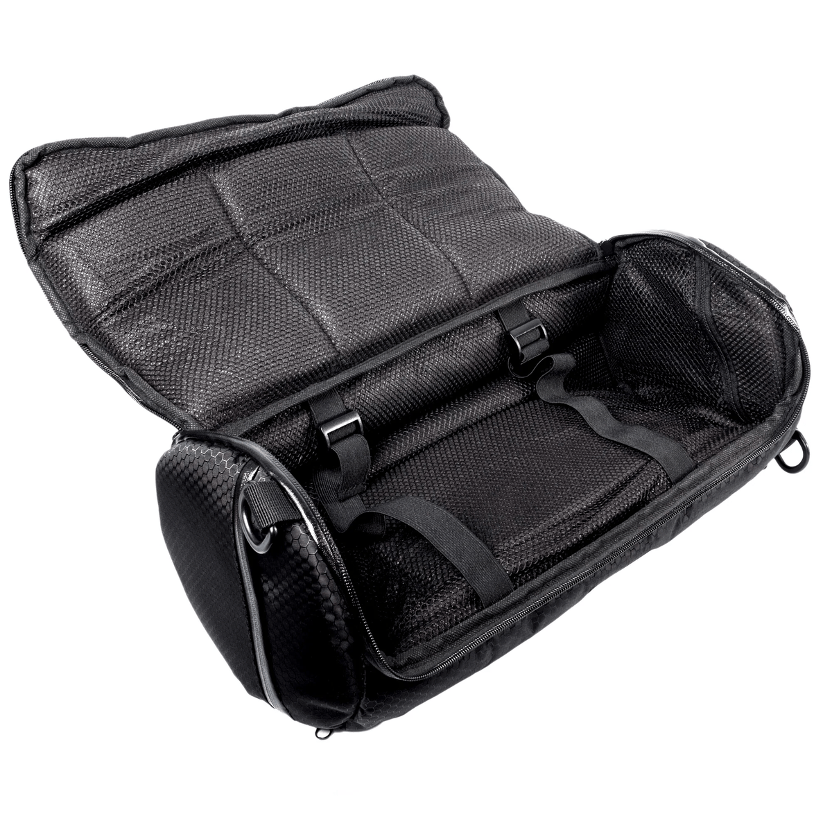 Black Cali Crusher 16-inch duffle bag with black accents, designed for lifestyle and travel use, featuring durable material and spacious interior.