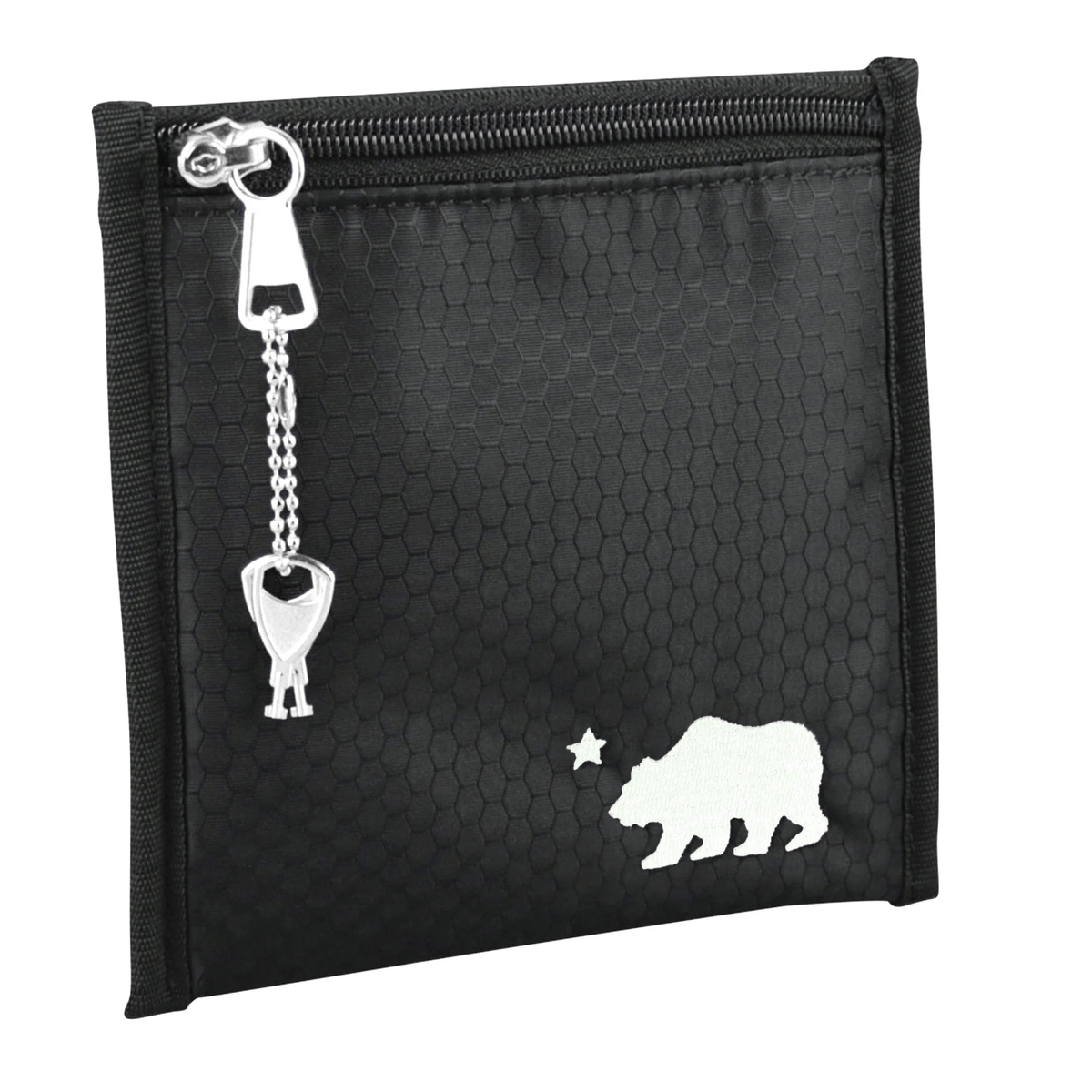 Black Cali Crusher 6x6 pouch with colorful accent, designed for lifestyle use and storage.