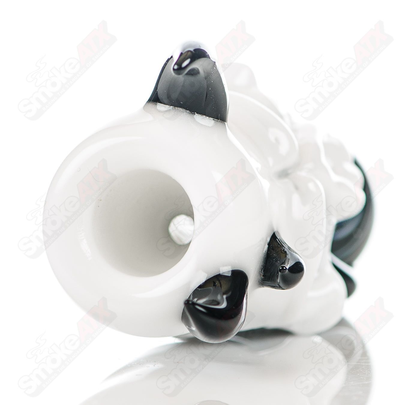 Black/White Worked Skull Hitter Ghost Glass - Smoke ATX