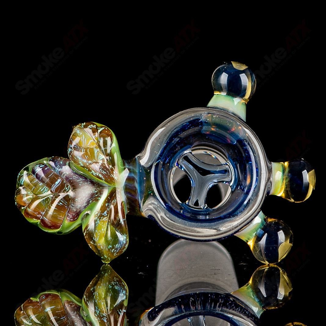 Blue 14mm 3-hole slide for Heady Glass bowls by Mr. Gray, featuring a sleek design and durable construction.