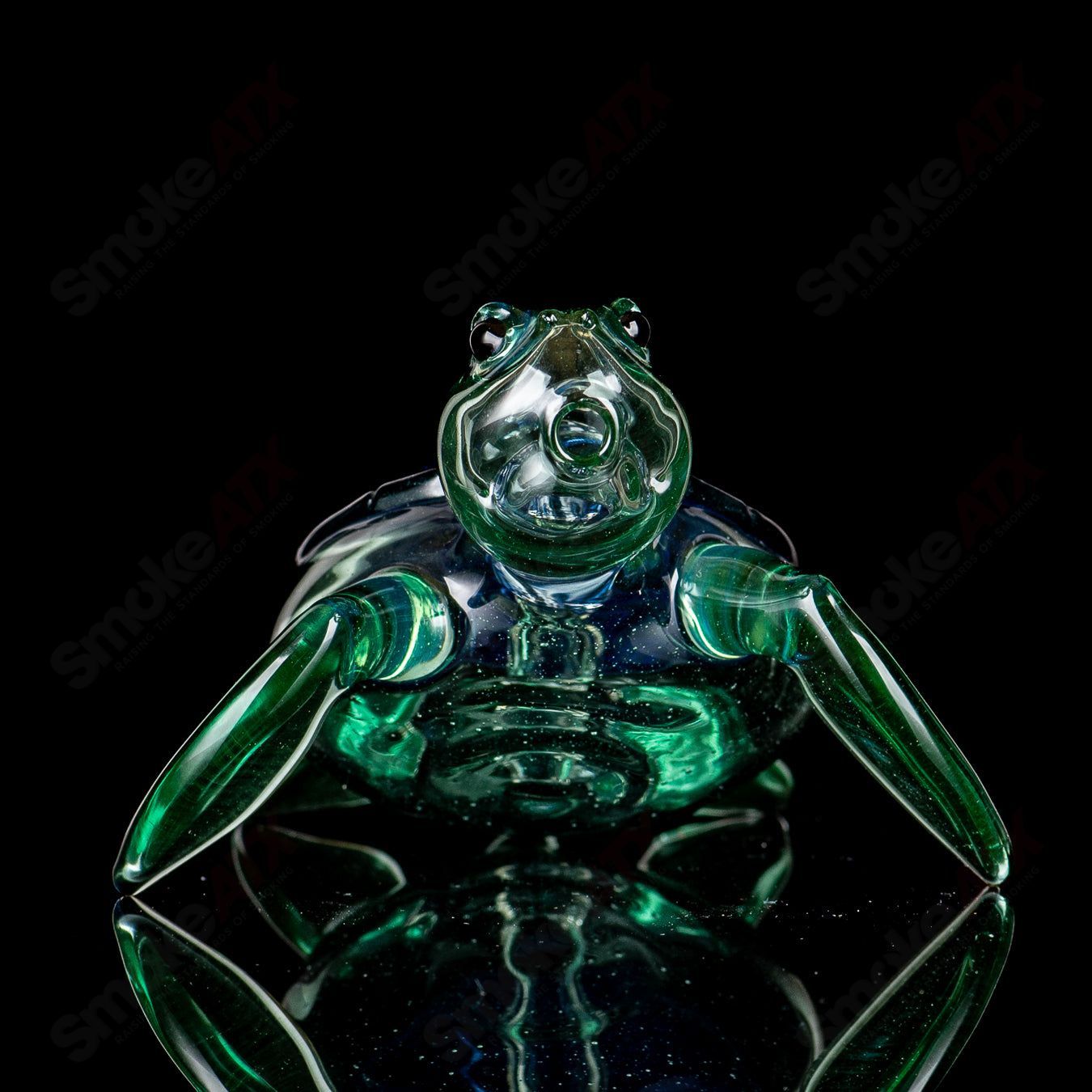 Blue Dichro Honu sea turtle rig by Turtle Time, a colorful heady glass concentrate rig with intricate turtle design.