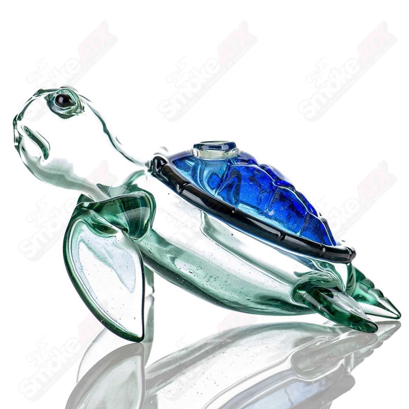Blue Dichro Honu Sea Turtle rig from Turtle Time, a glass concentrate rig featuring intricate turtle and sea turtle design.