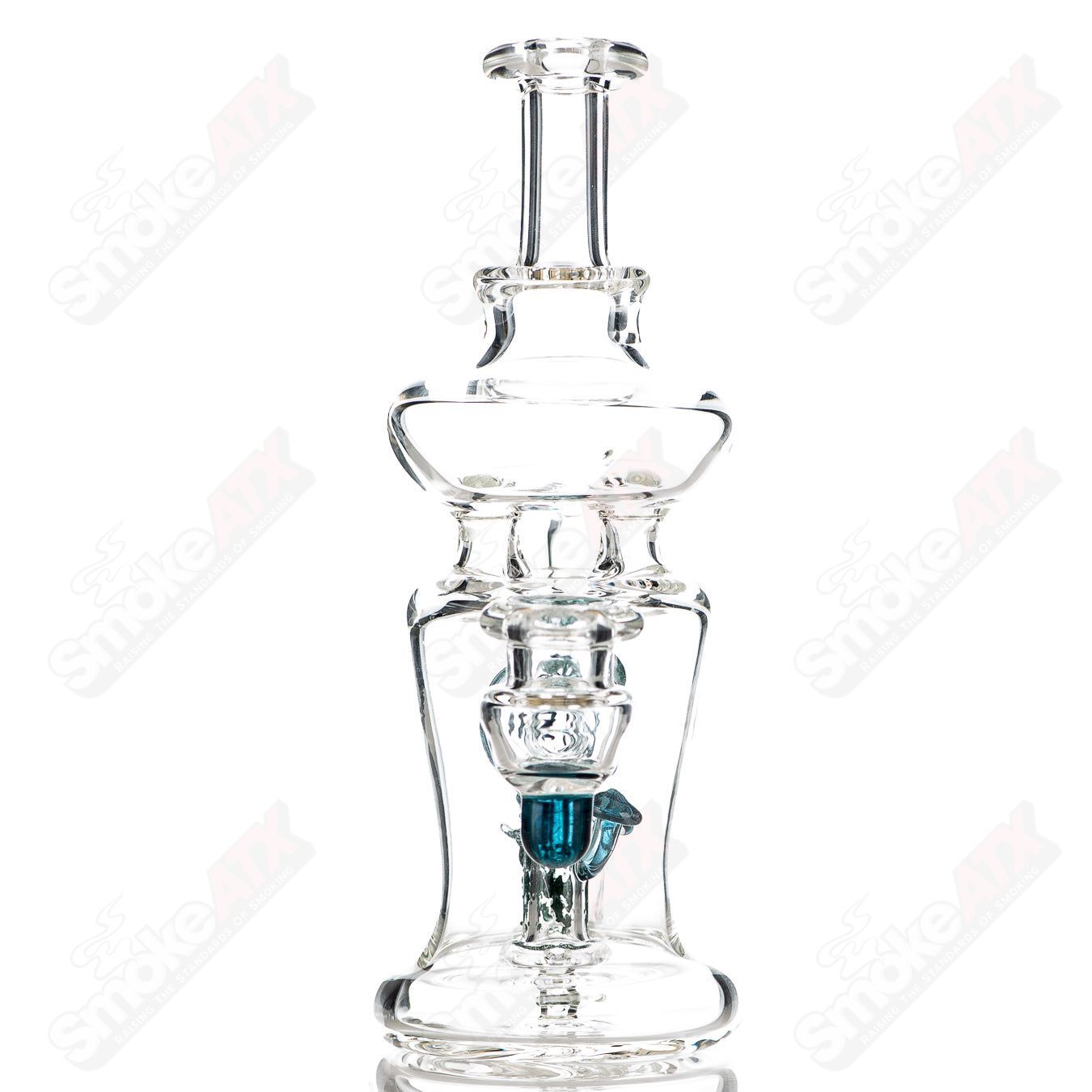 Blue Dumper Snake Sculpture Rig by Gilyumglass, a colorful heady glass concentrate rig with intricate snake design.
