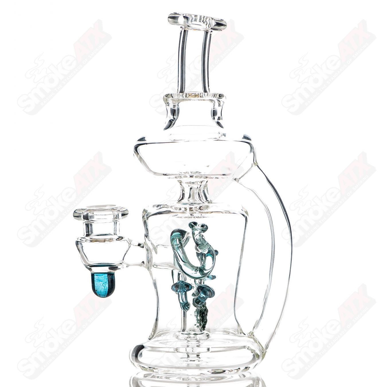 Blue Dumper Snake sculpture rig by Gilyumglass, a colorful heady glass concentrate rig with detailed snake design for artistic use.