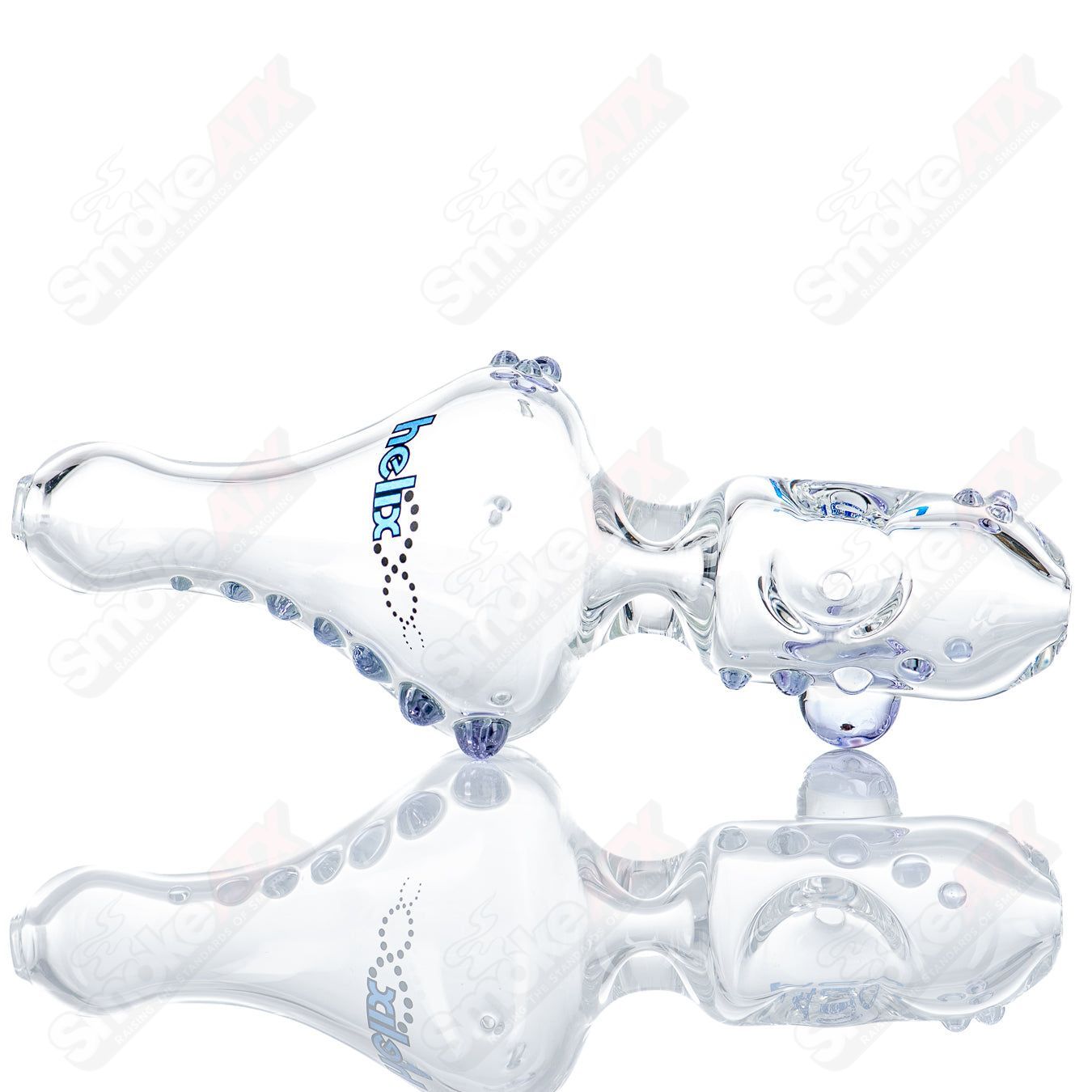 Blue Label Medium Classic Hybrid Steam Roller glass pipe by American Helix, featuring a sleek blue design and sturdy construction.