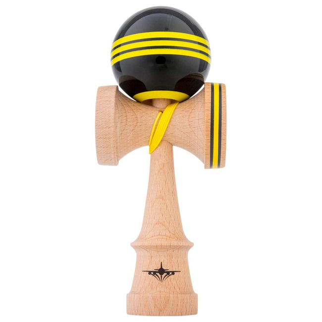 Black & Yellow Jet Shape Triple Stripe Kendama - Smoke ATX