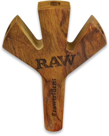 RAW Trident wooden cigarette holder for 420 products, featuring a sleek design and natural wood finish for smooth rolling sessions.