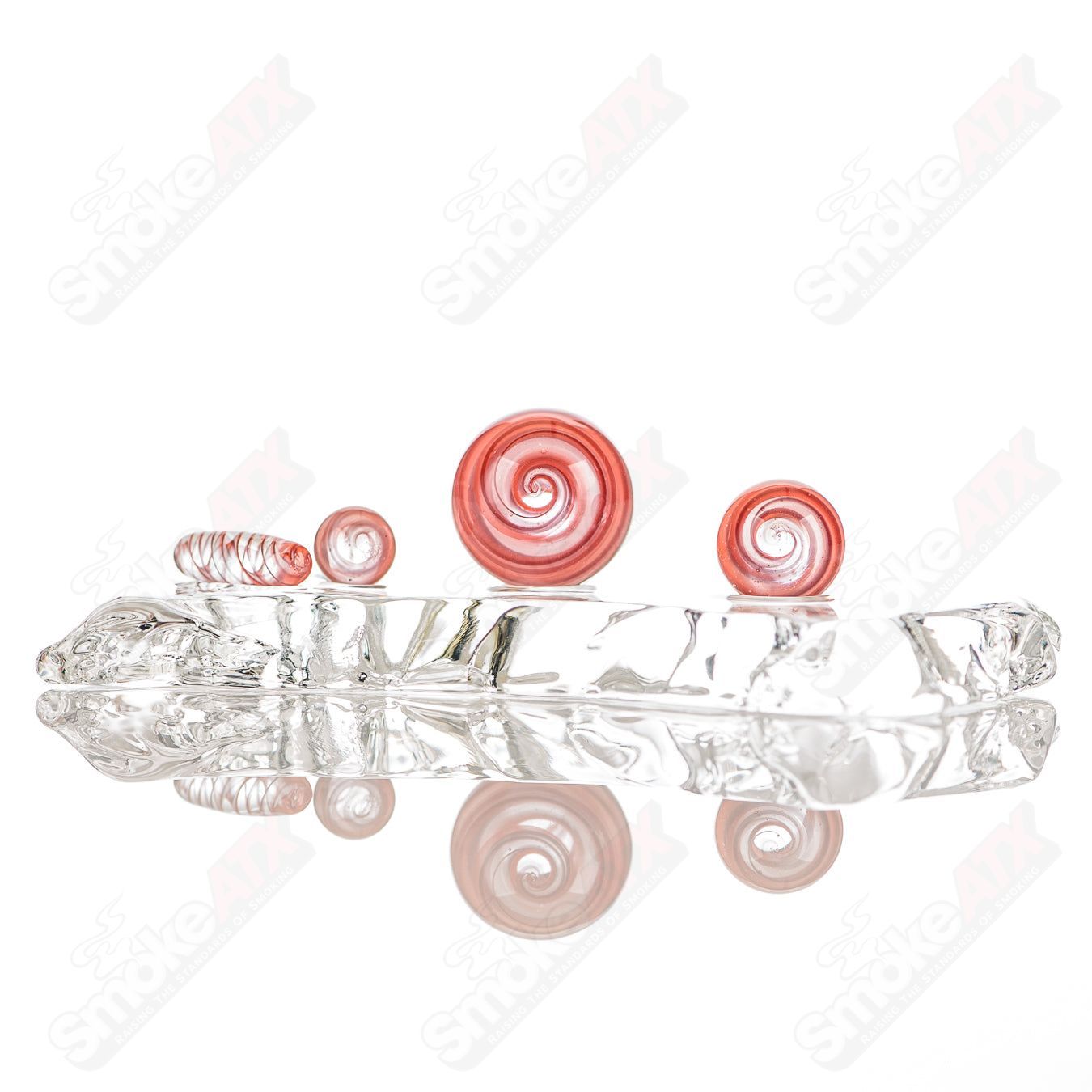 Glass Cherry and Orange Lattice Slurper Set by Smoke ATX, featuring colorful patterned glass for enjoying beverages.