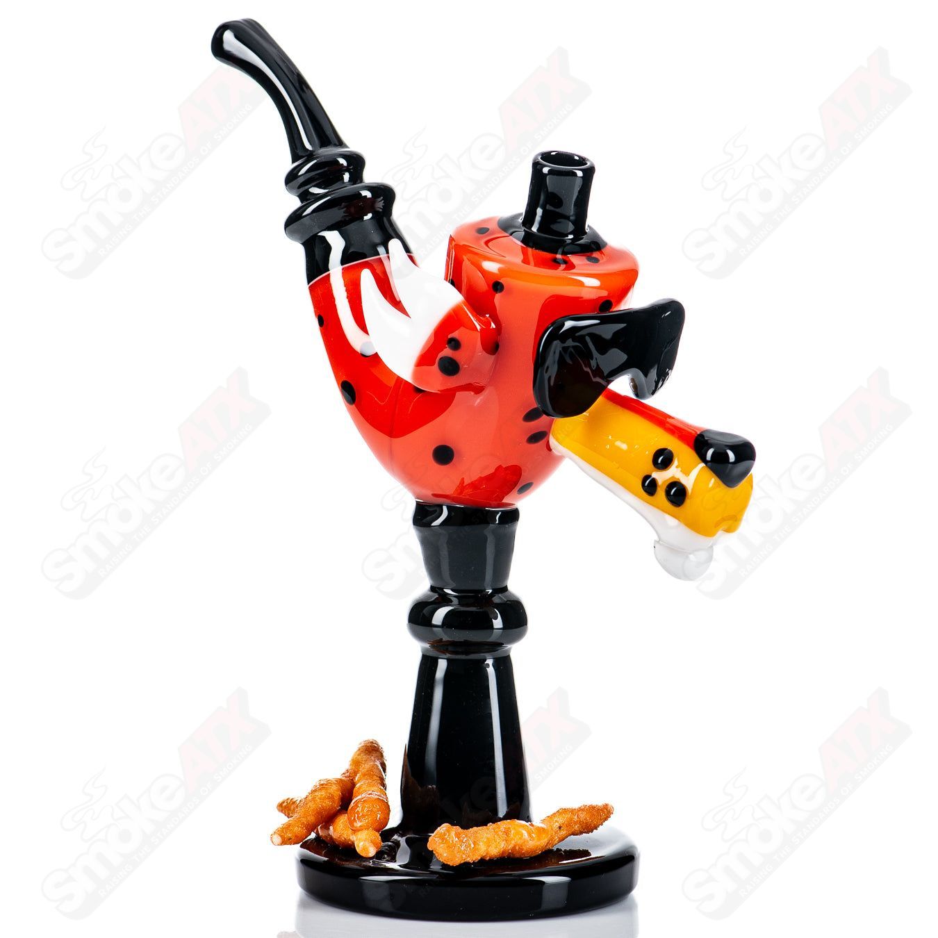 Heady glass Sherlock pipe featuring Chesterlock Rudeboy x JMass design, with intricate details and vibrant colors.