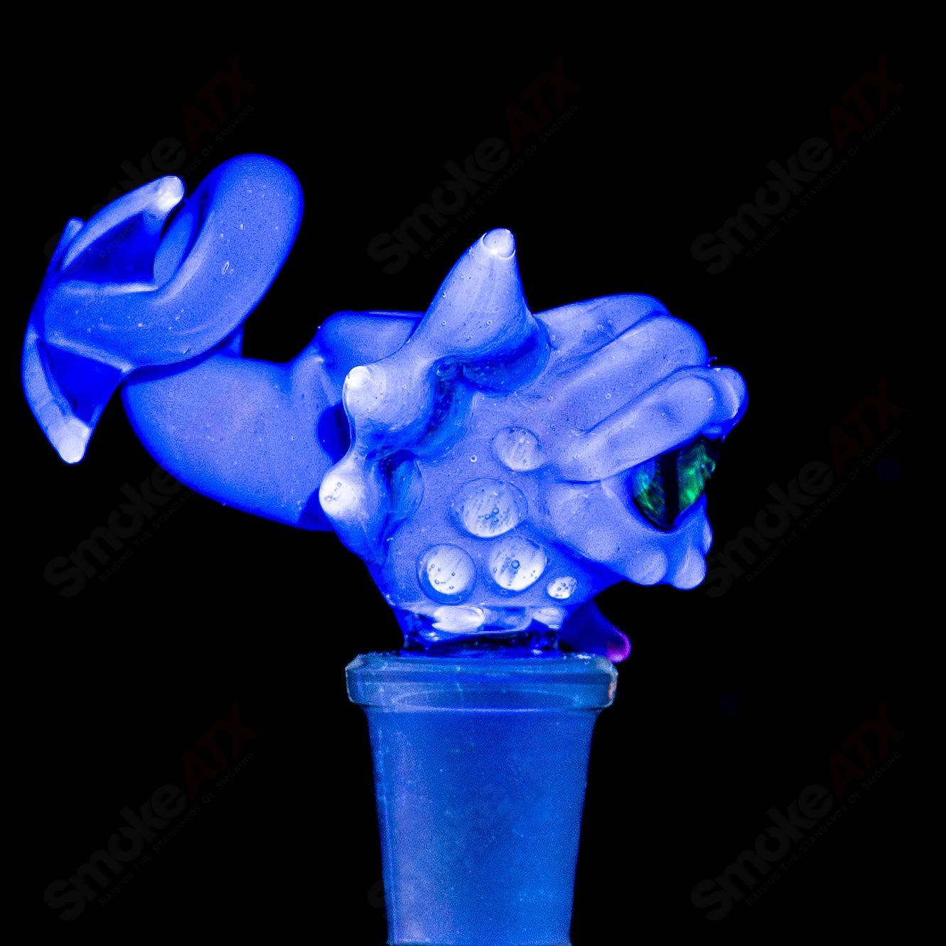 14mm multihole bowl by Mako Glass, colorful heady glass bowl with multiple holes for enhanced airflow and filtration.