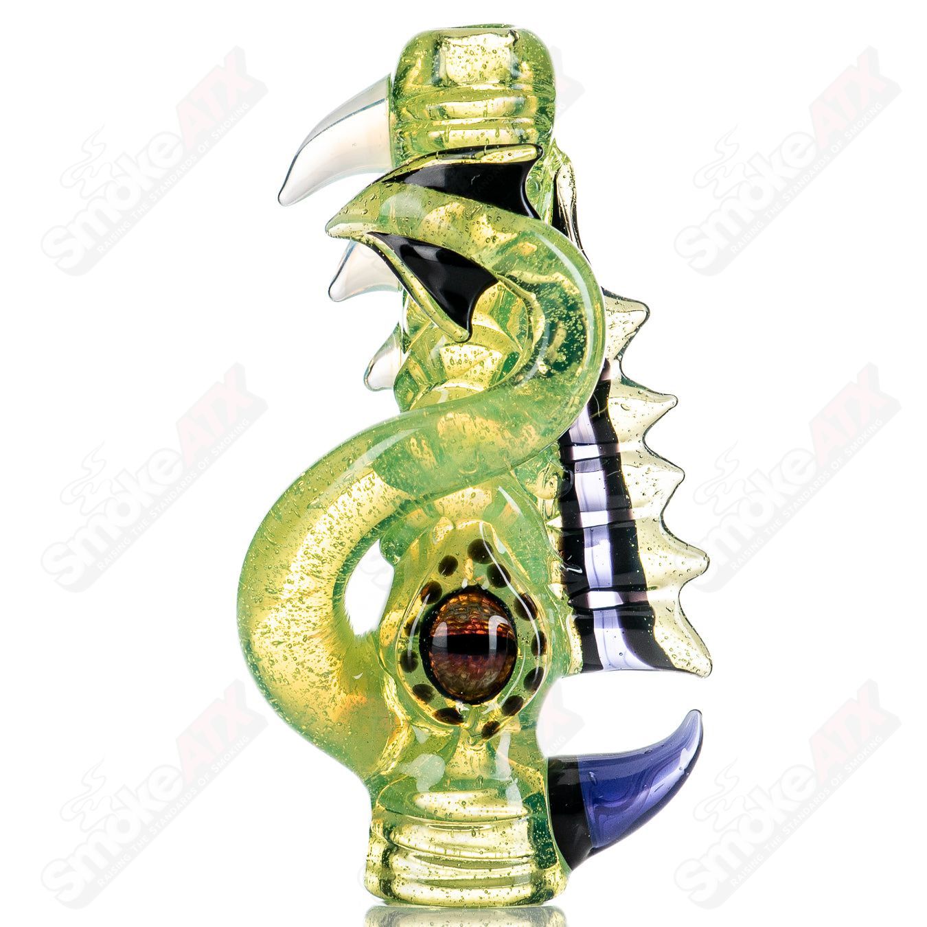 Colorful Mako Glass full color chillum, heady glass pipe with vibrant design and clear glass accents for smoking enjoyment.