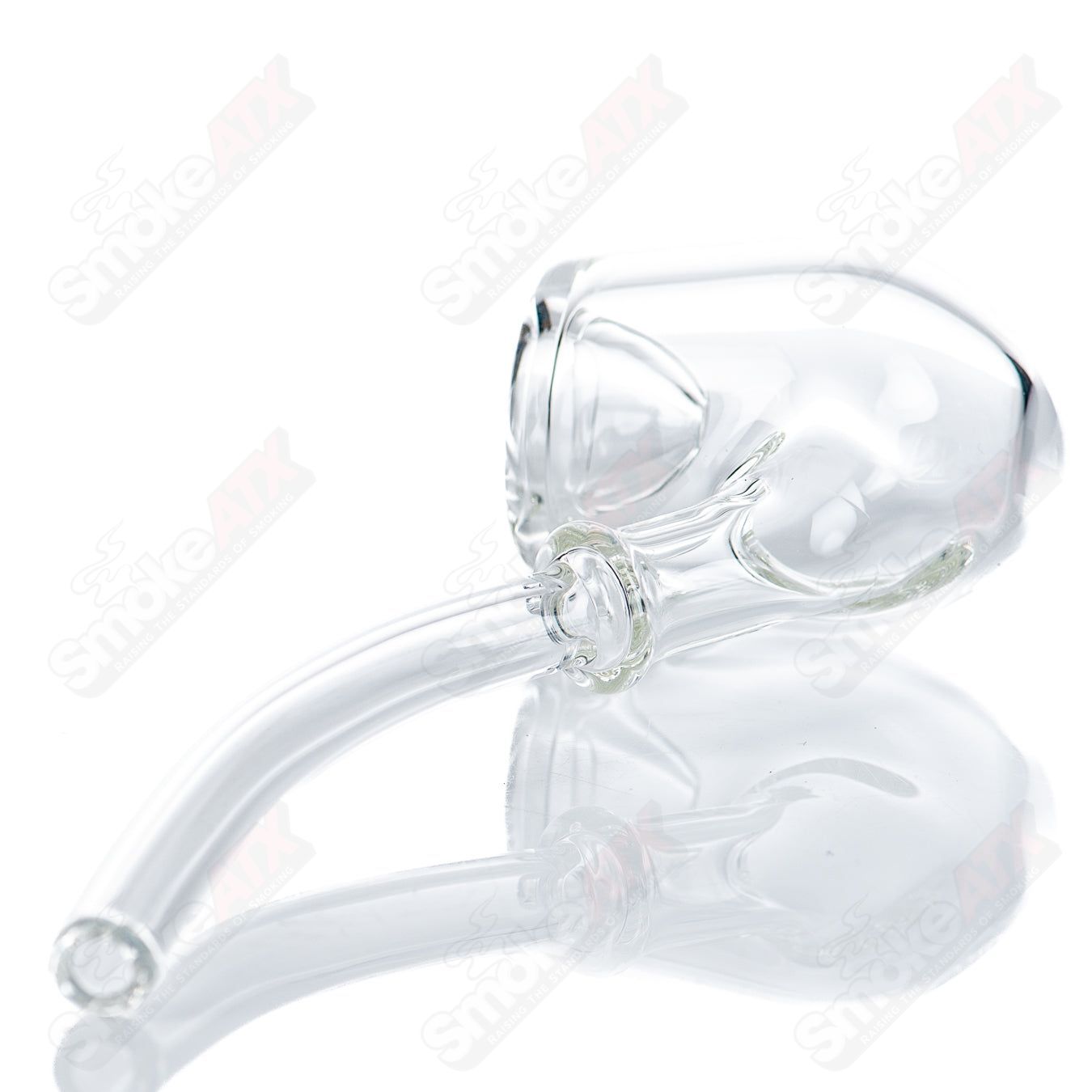 Clear Church Warden Sherlocks by Kirkland Glassworks, detailed heady glass pipe with intricate design and transparent glass finish.