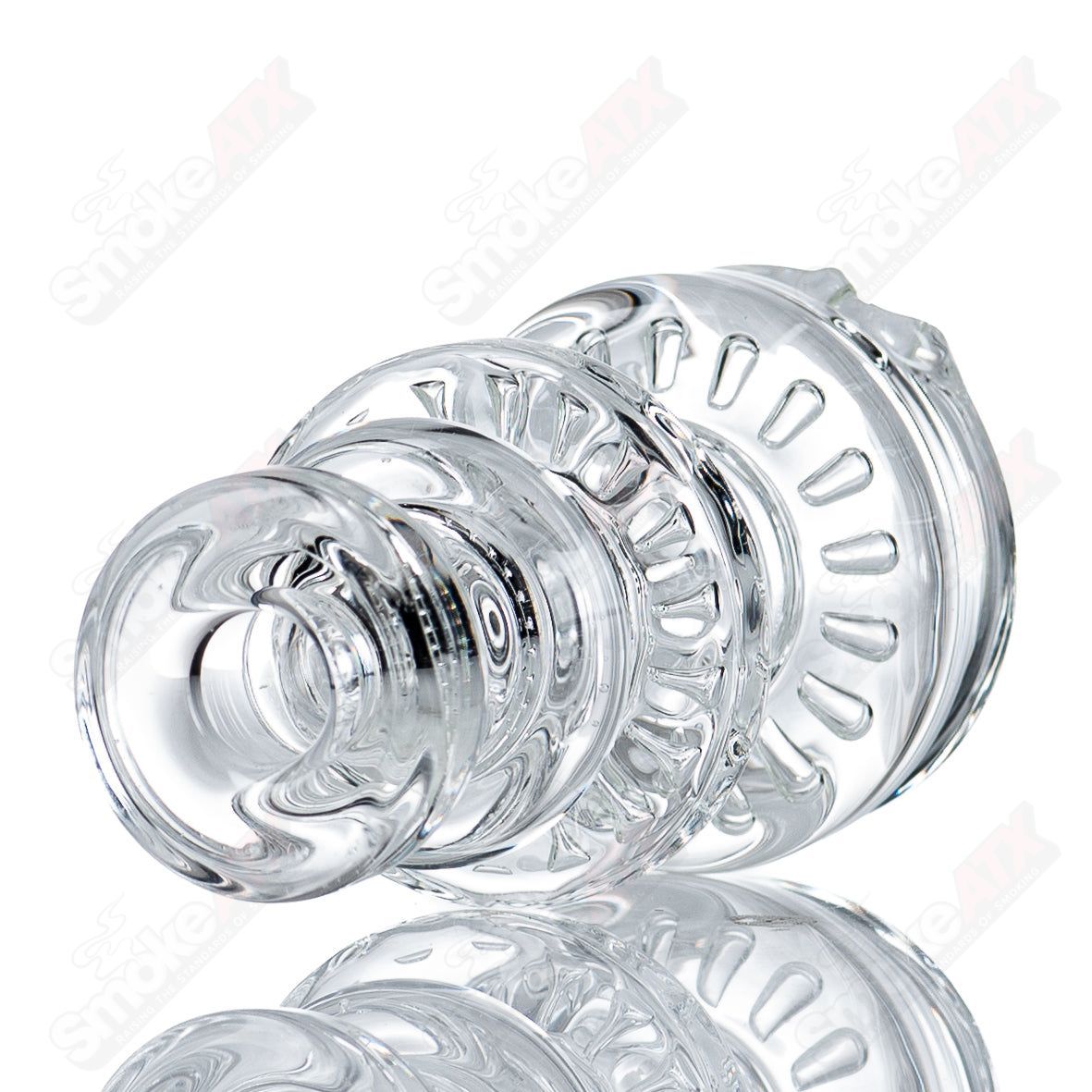 Clear Dry Puffco Top by AMGC, handcrafted glass Puffco accessory for enhanced vapor experience, designed by Austin Made Glass Co.