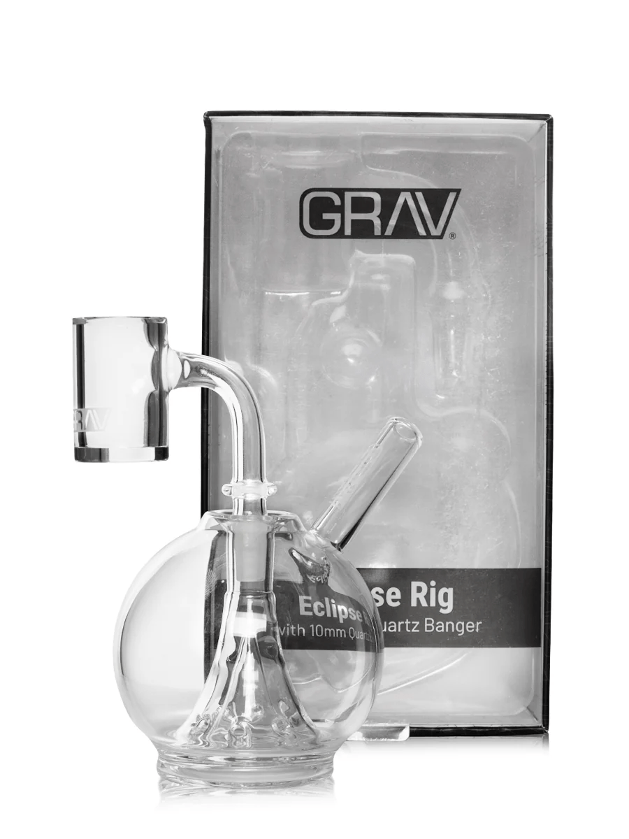 Clear Eclipse Rig with 10mm Quartz Banger GRAV - Smoke ATX