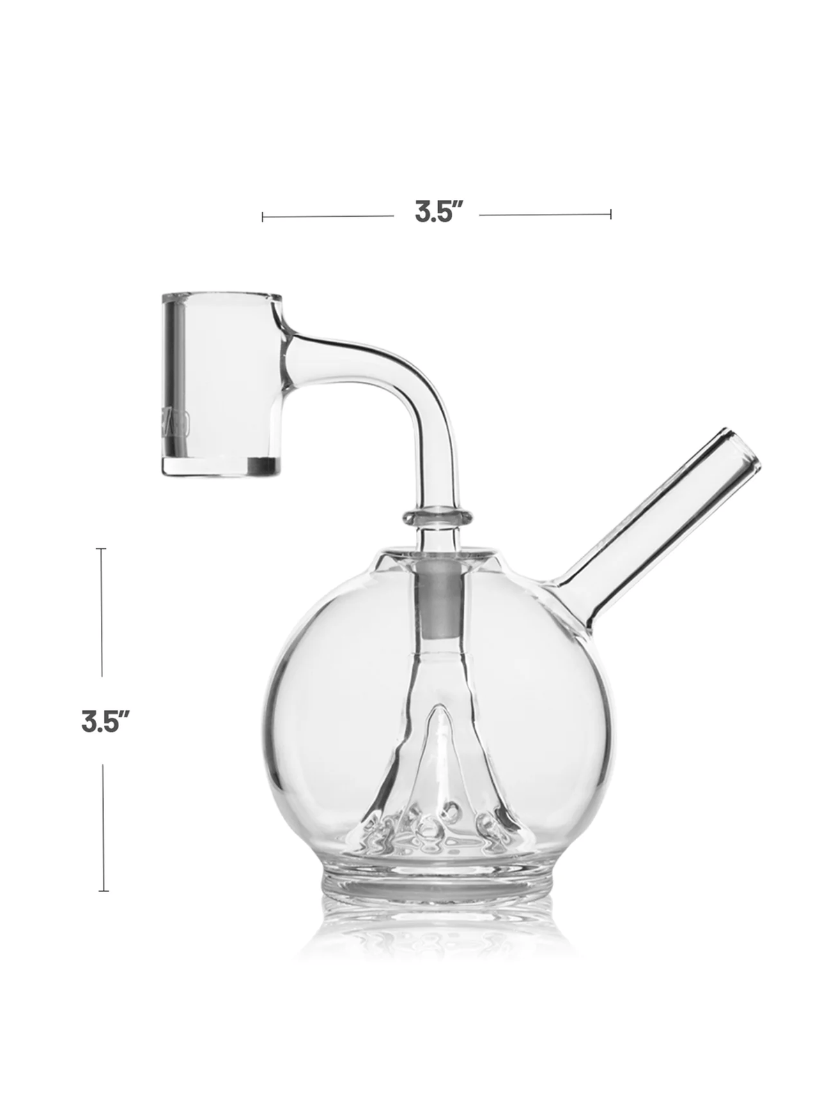 Clear Eclipse Rig with 10mm quartz banger from GRAV, glass concentrate rig featuring a sleek transparent design and sturdy build.