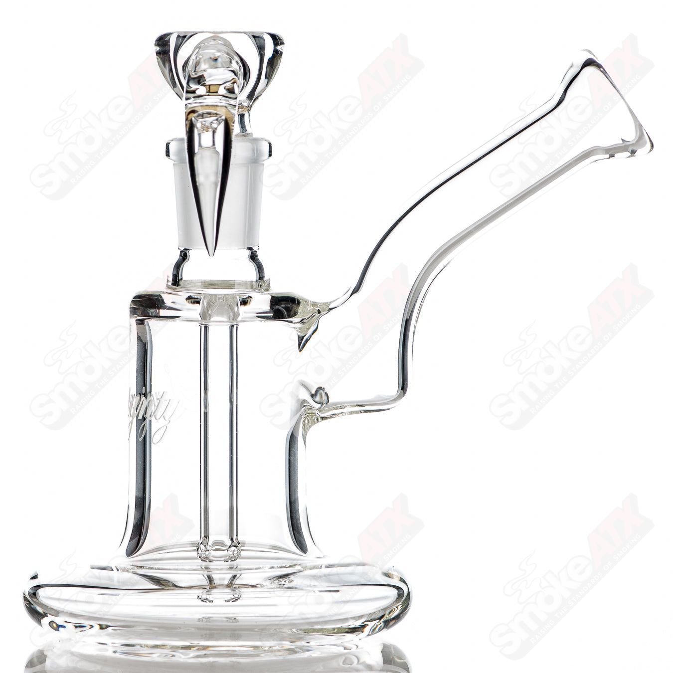 Clear Econoline Sovereignty Glass heady waterpipe with a sleek, transparent design and intricate glass details.