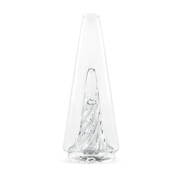 Clear Puffco Peak Pro Glass 2.0 from Puffco, transparent glass top for Puffco Peak Pro vaporizer, showcasing sleek design and craftsmanship.