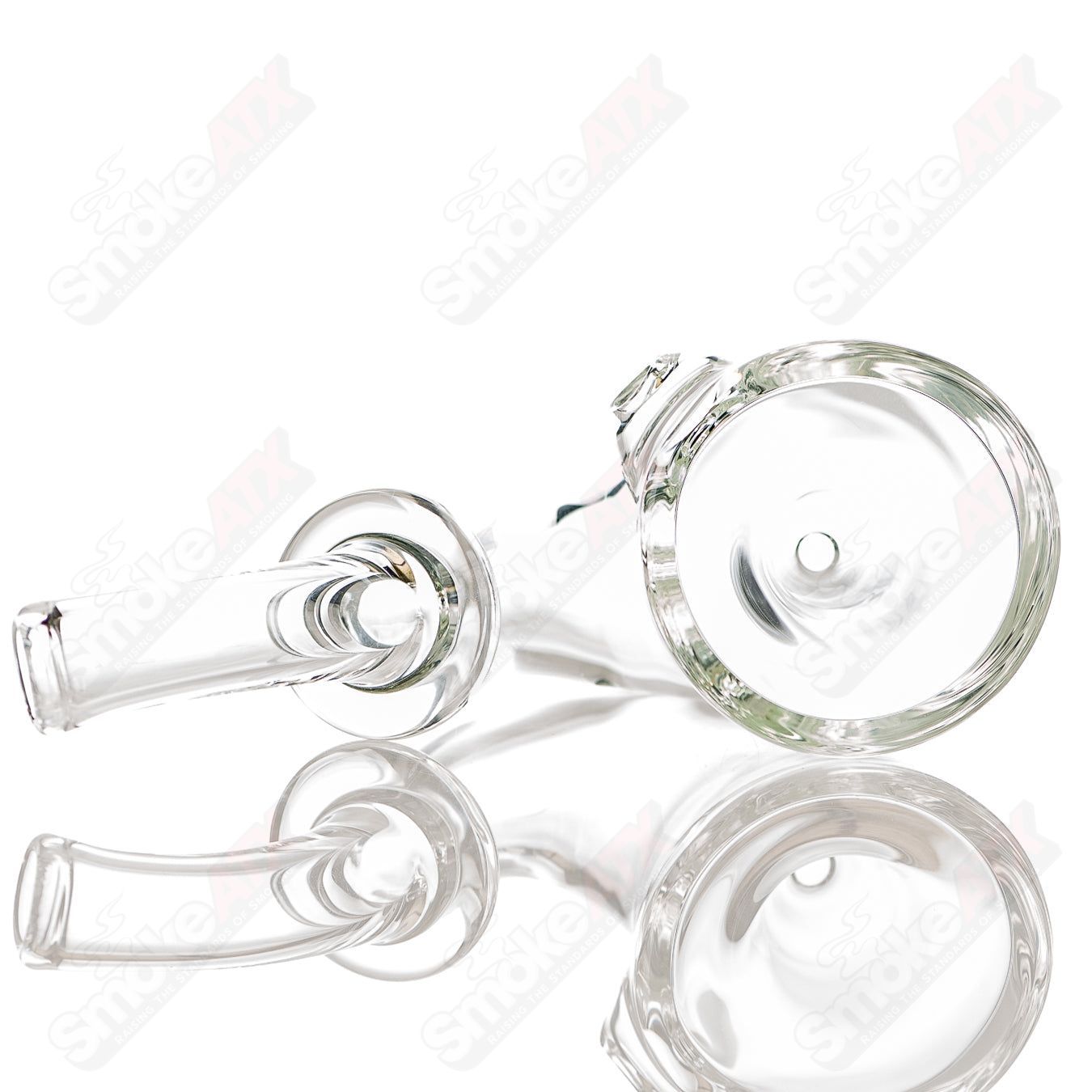 Clear Sherlock JMass heady glass pipe with a classic Sherlock design, featuring a clear glass body and intricate detailing.