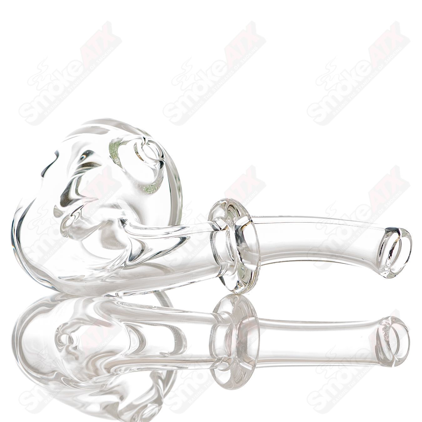 Clear Sherlock JMass heady glass pipe with a classic Sherlock design and detailed mouthpiece for smooth smoking experience.