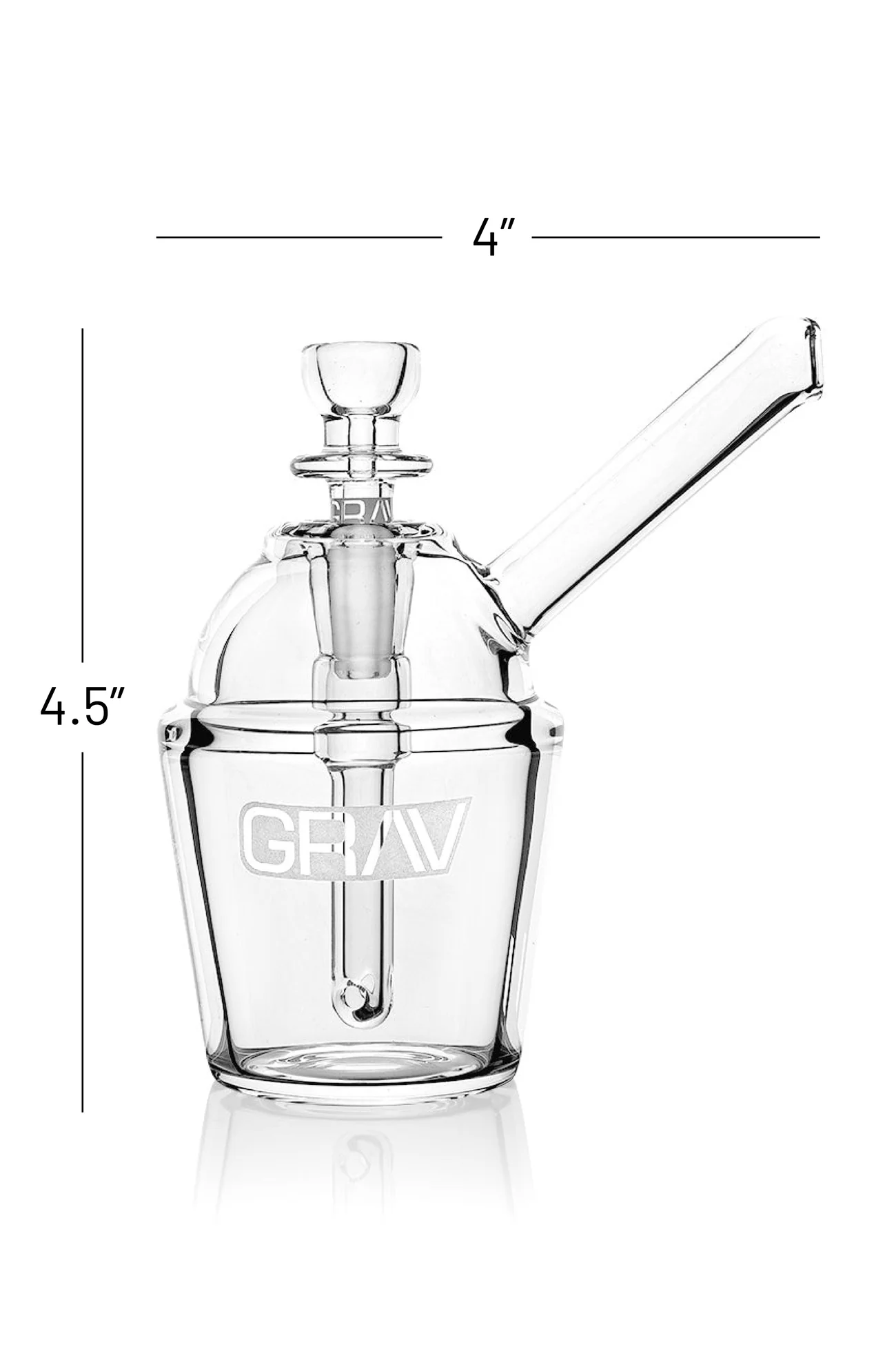 Clear Grav glass slush cup pocket bubbler with a compact, transparent design ideal for on-the-go use.
