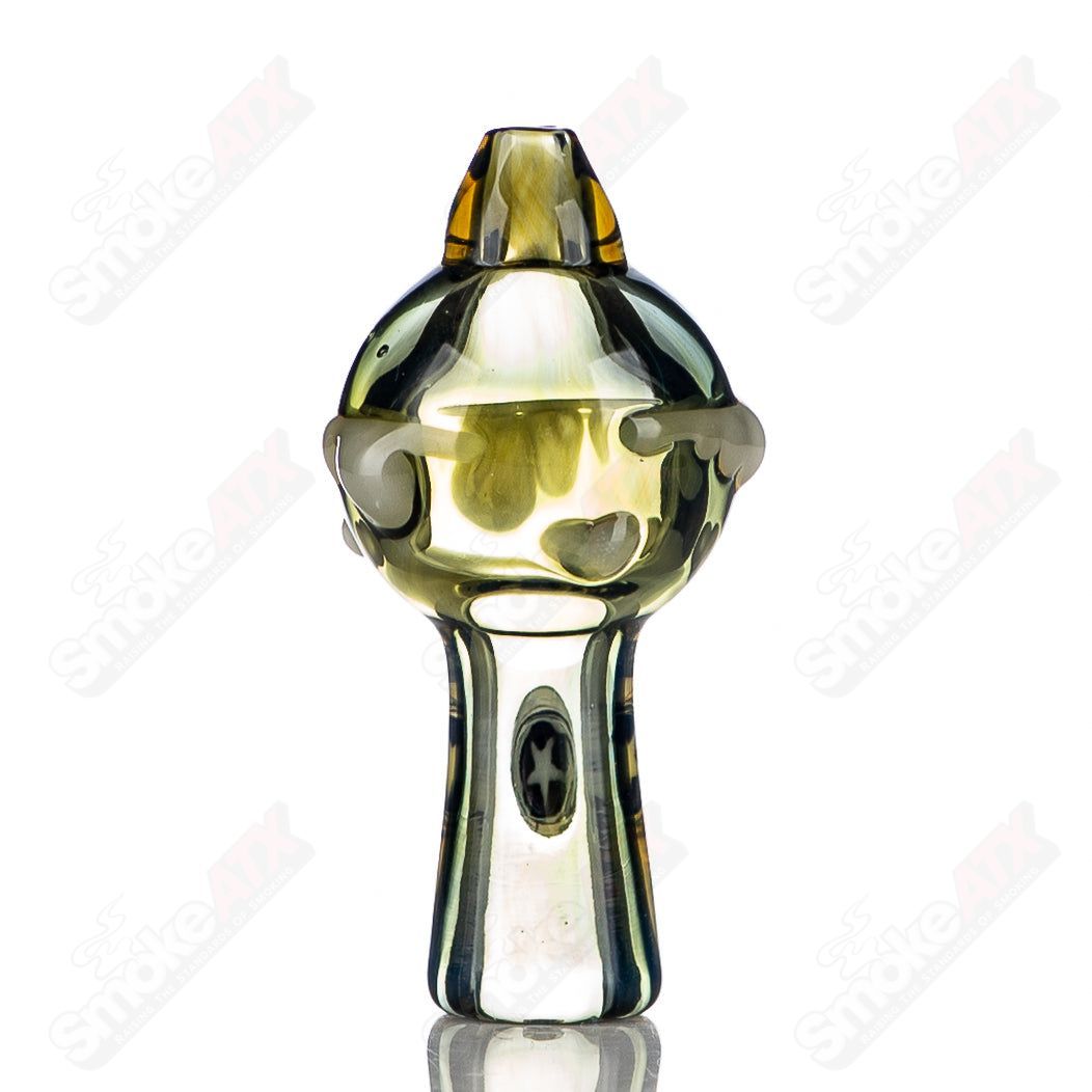 Heady glass cloud spinner cap by Phil Siegel Glass, featuring intricate glasswork and a cloud-inspired design.