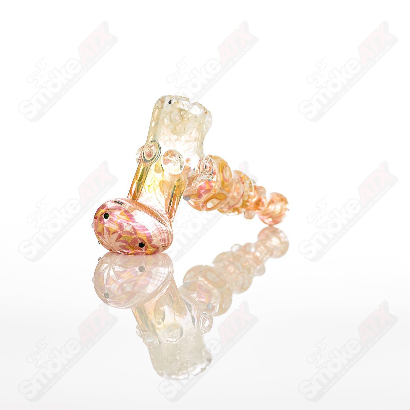 Cold Work Sherlock Lammi x Fatal Facets heady glass Sherlock pipe with intricate cold work design and colorful glass accents.
