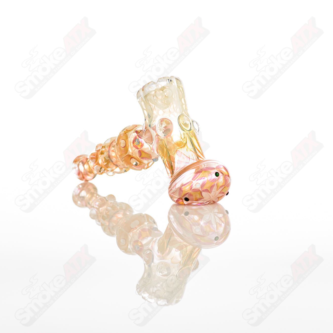 Cold Work Sherlock Lammi x Fatal Facets heady glass pipe with intricate design and clear glass detailing.