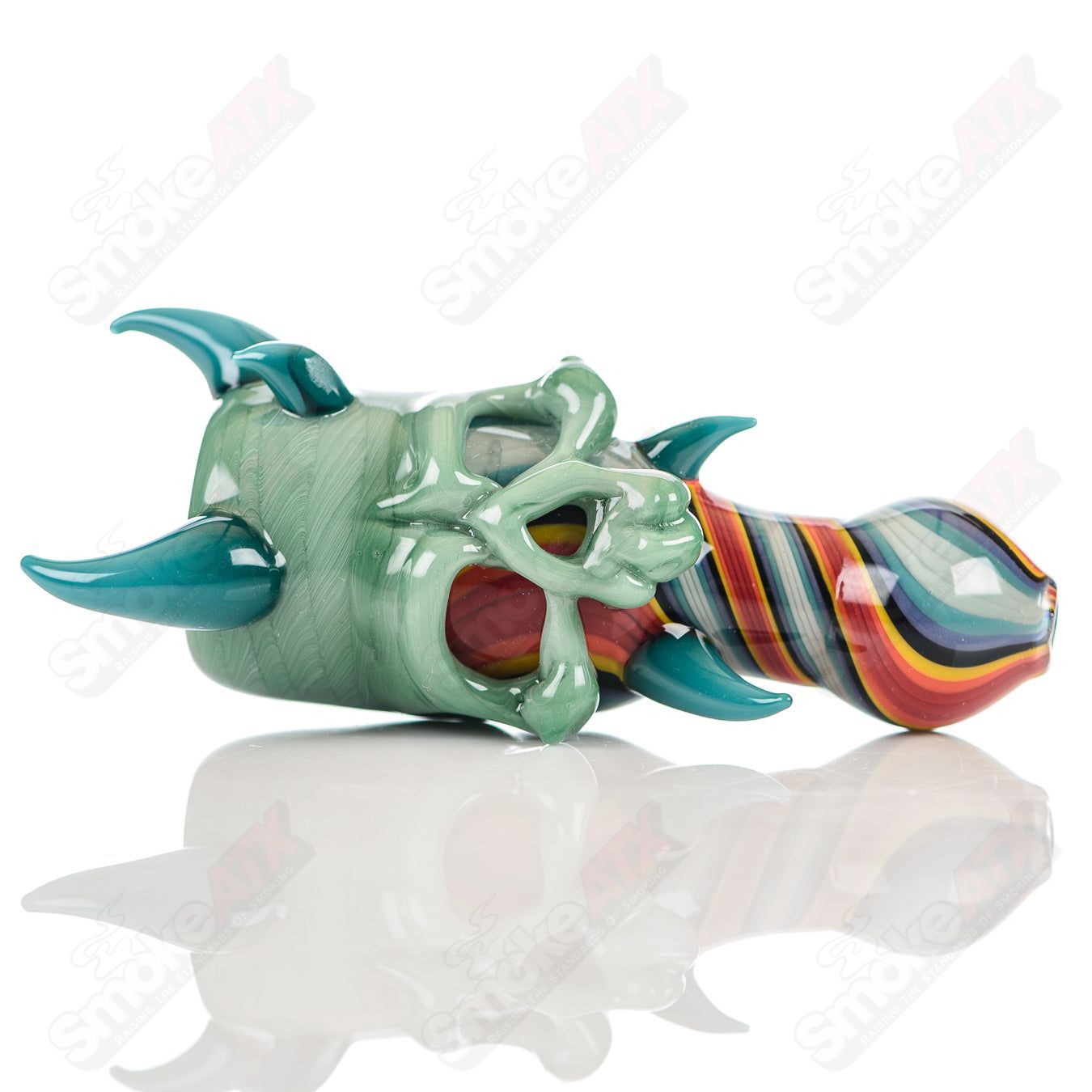 Color Worked Skull Hitter Ghost Glass - Smoke ATX