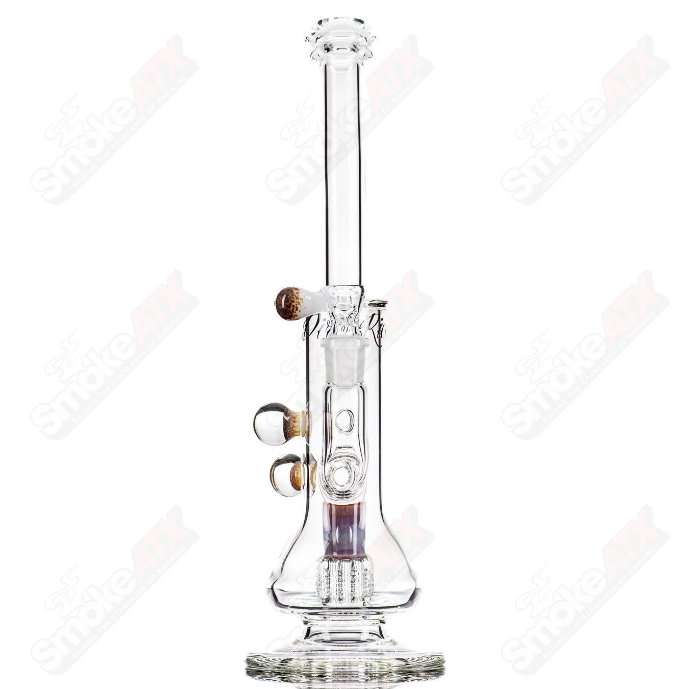 14.5-inch Dirty Rico Serendipity straight glass tube with bent neck and 14mm bowl, featuring vibrant glass artwork.