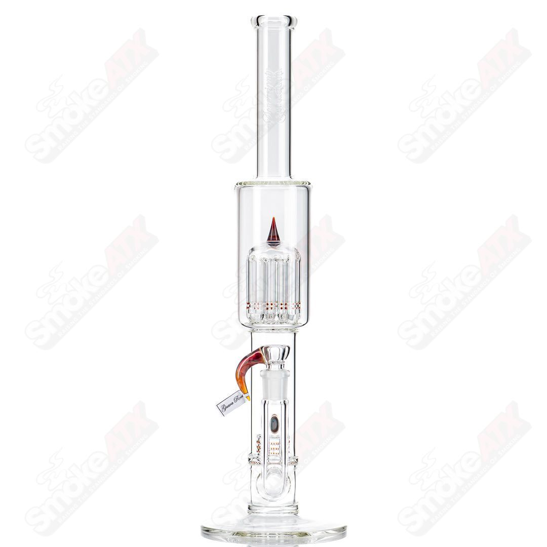 Sovereignty Glass straight tube grid cap 180 to 12 tree guava root sovereignty glass in clear, cylindrical design with grid cap.