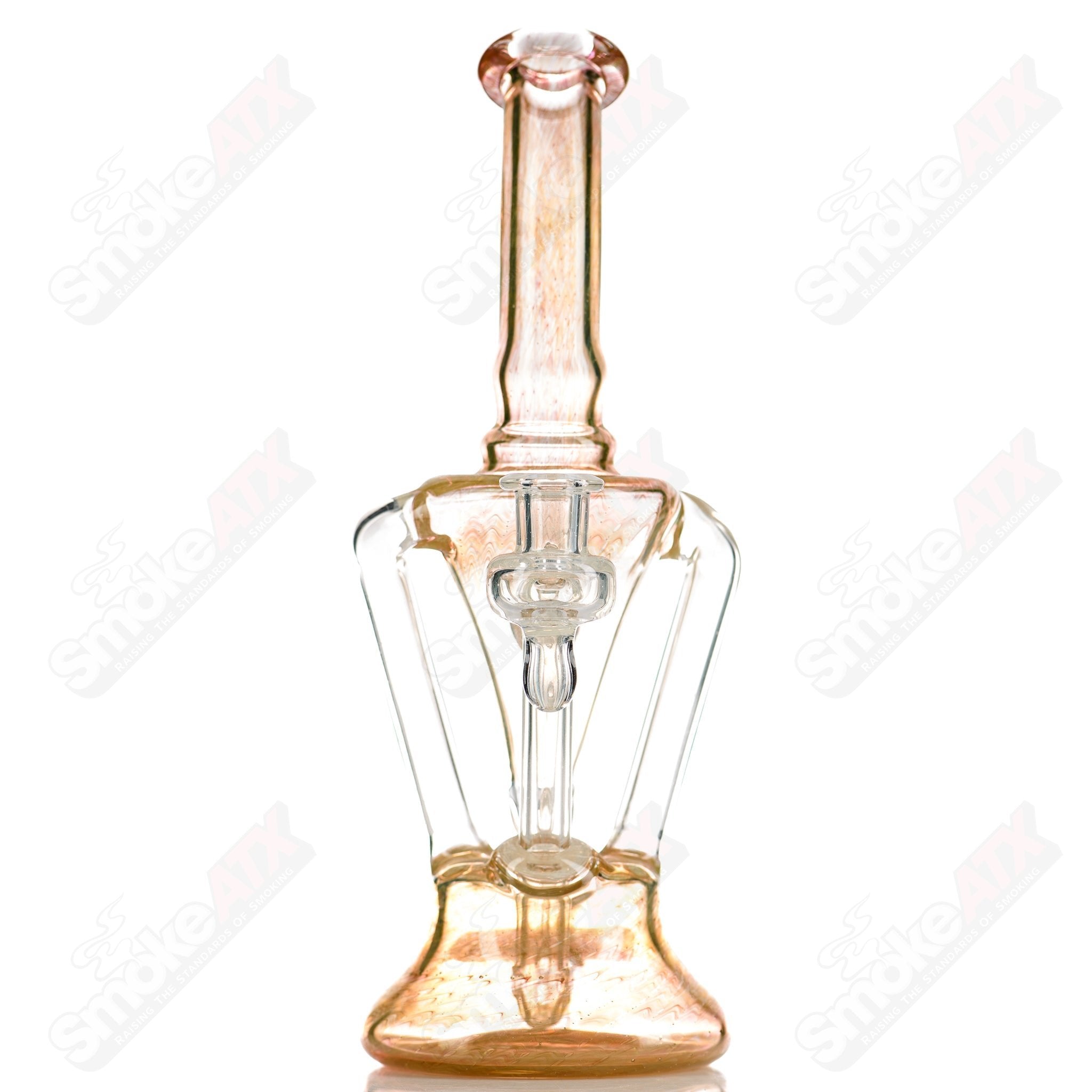 Glass Full Fume Recycler by Dot Mark with intricate glasswork, showcasing a sleek, artistic recycler design.