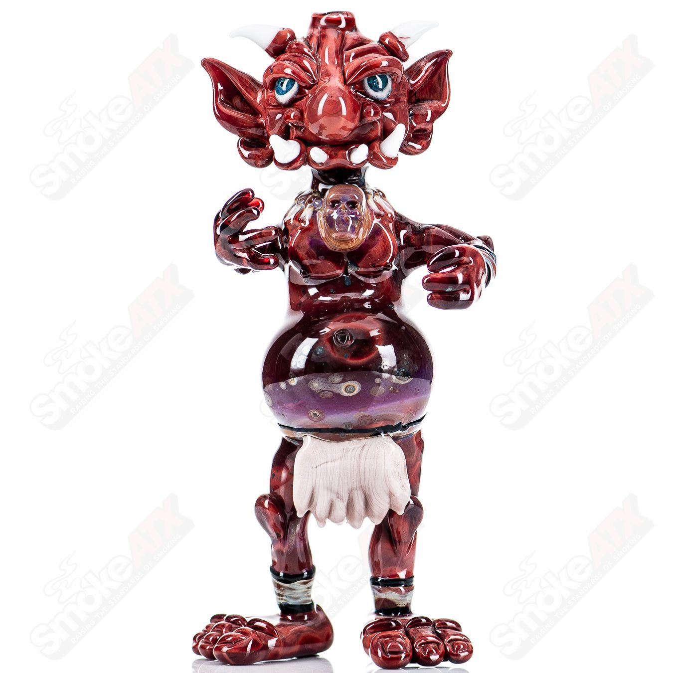 Hendy Devil Rig glass concentrate rig with red and black devil design, featuring intricate glasswork and a sturdy base for dabbing.