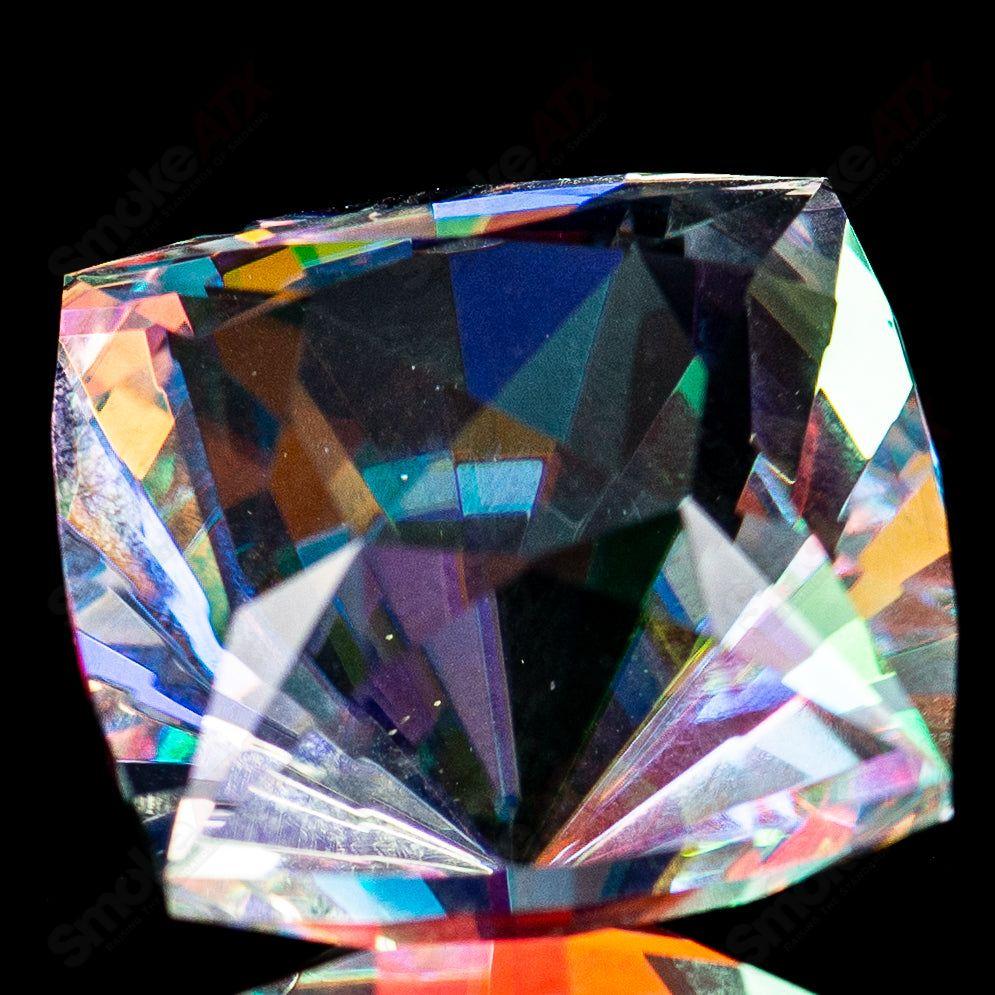 Dichro Gem Fatal Facets heady glass marble by Fatal Facets with vibrant, colorful faceted design and reflective surface.