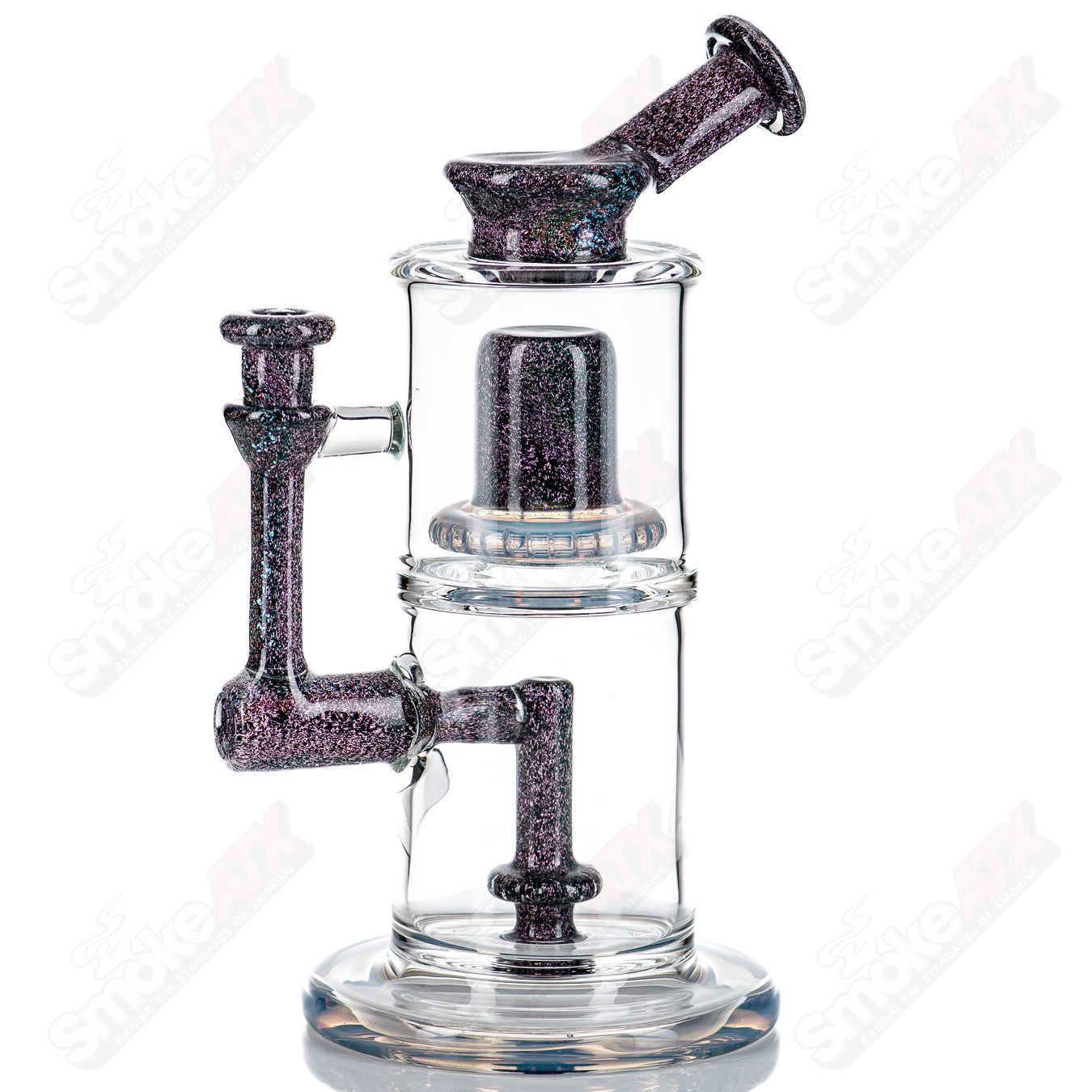 Colorful Dichro Rig by Mad Rob for concentrates, featuring intricate glasswork and vibrant iridescent details.