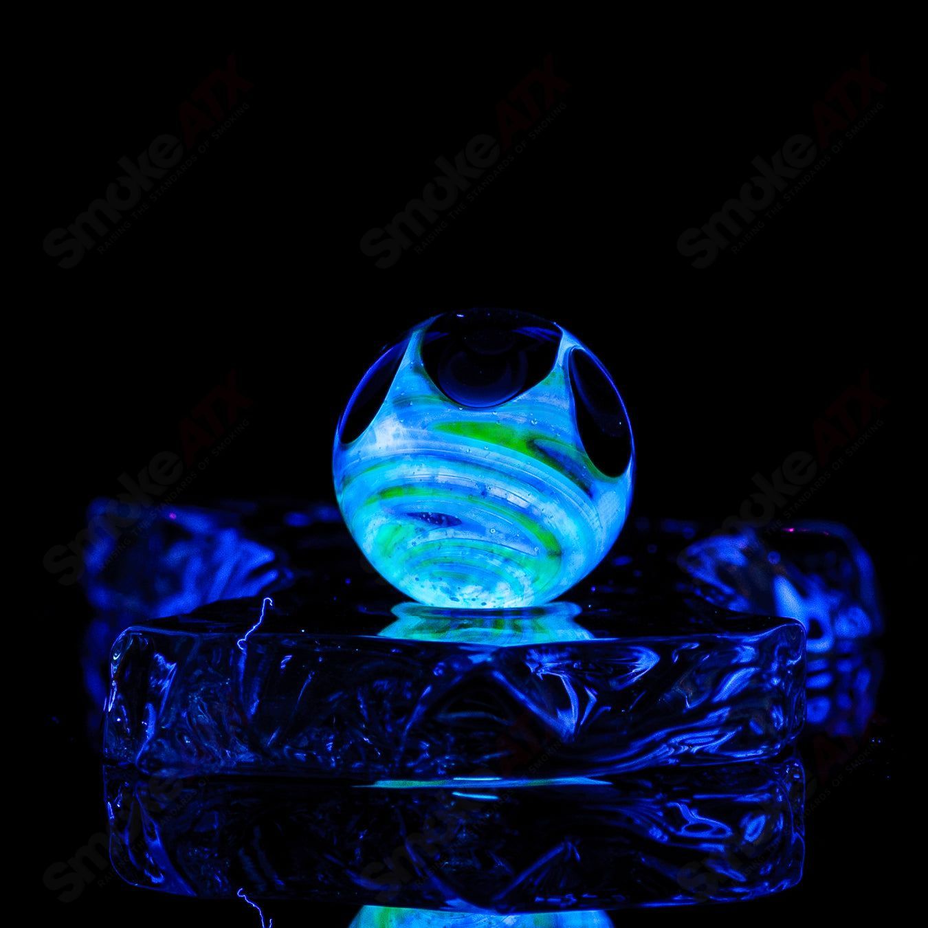 Colorful Indo Glass Dot Stacked Opal MIB marbles in Citrine, Lucy, Empire, Lotus, and Galaxy designs, made of glass.