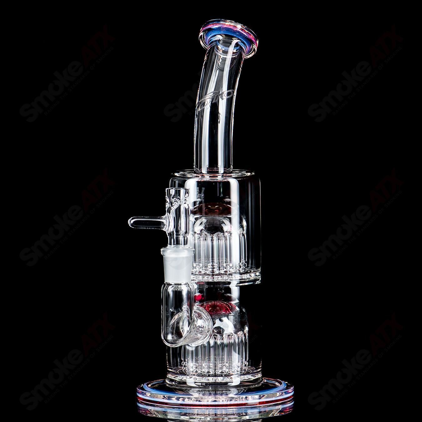 Double Micro 13/13 Arm Perc with worked sections by Toro Glass - Smoke ATX