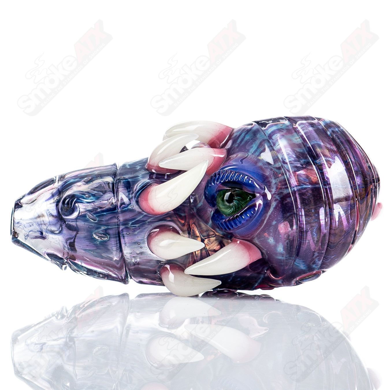 Salt Glass dry pipe by Nobody Glass, hand-held heady glass pipe with intricate designs, perfect for smooth smoking experiences.