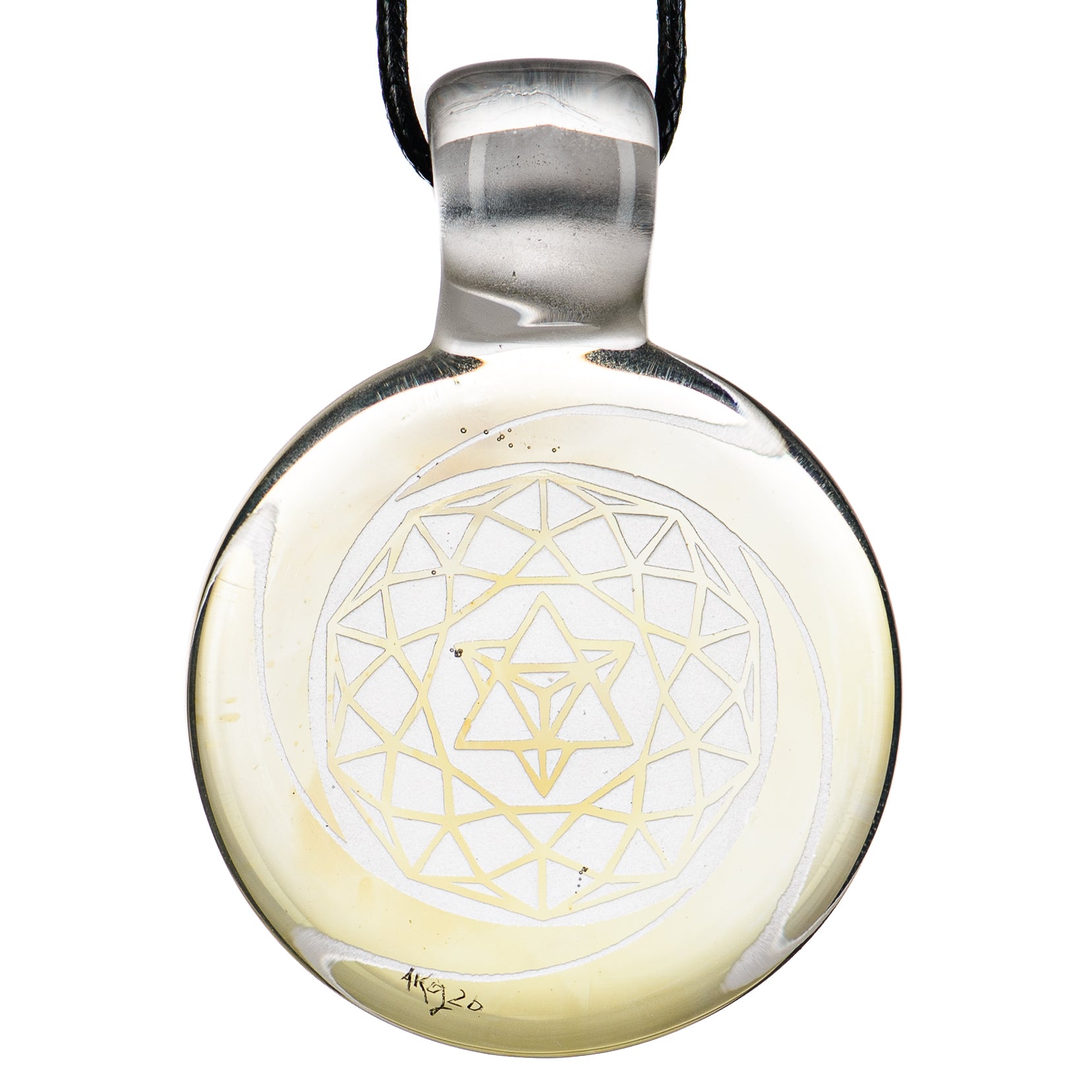 Alkaline Glass #5 Complex Inlay Pendant featuring intricate glass inlay design in a sleek pendant style.