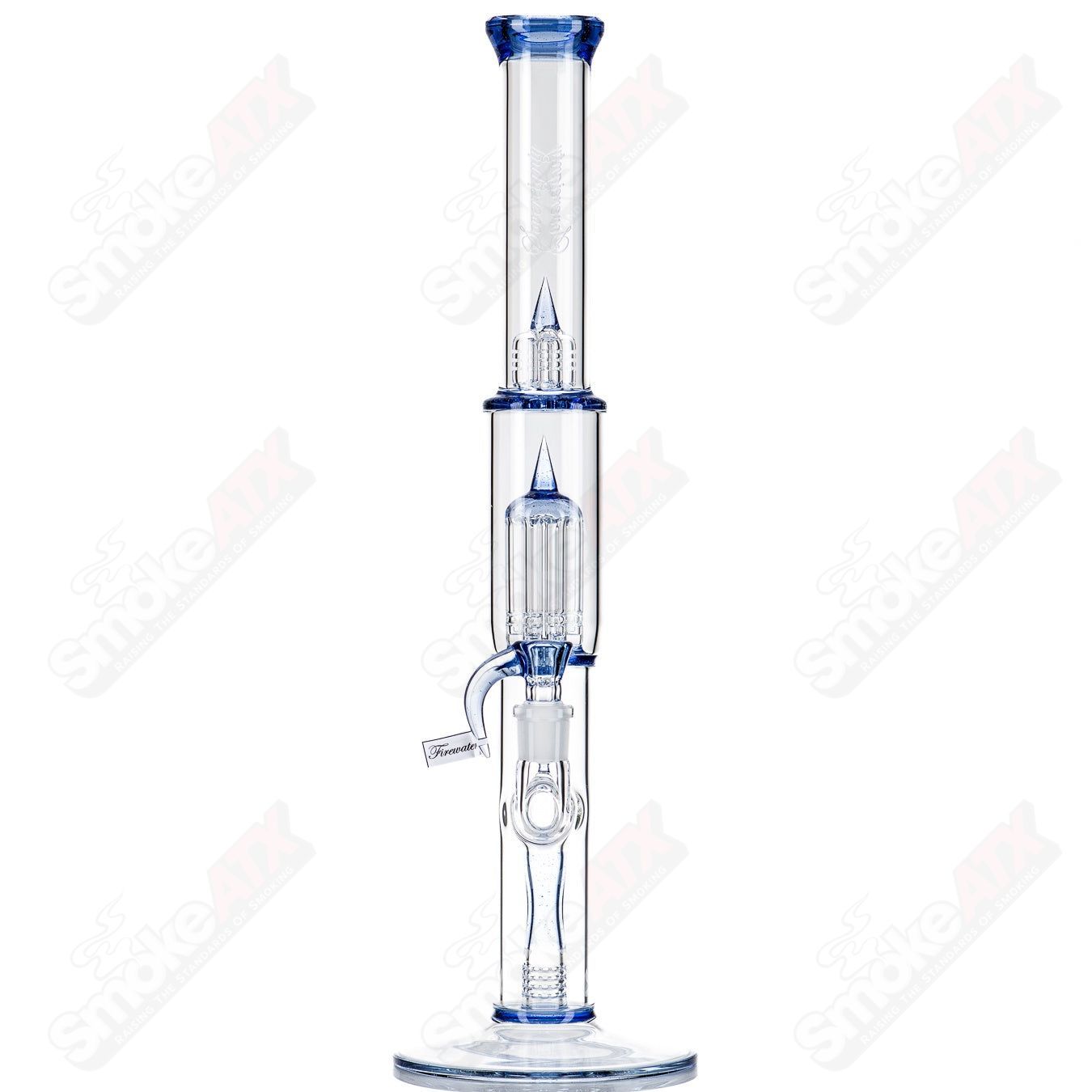 Heady glass pendant with FA Firewater Fixed 180 to 8-arm design, featuring reduction and splash guard by Sovereignty Glass.