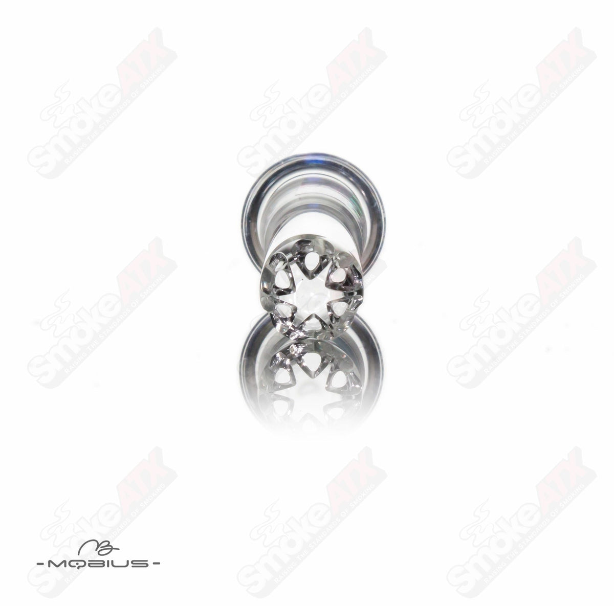 Mobius Facet 3.25-inch glass downstem with geometric facet design for smoking accessories.