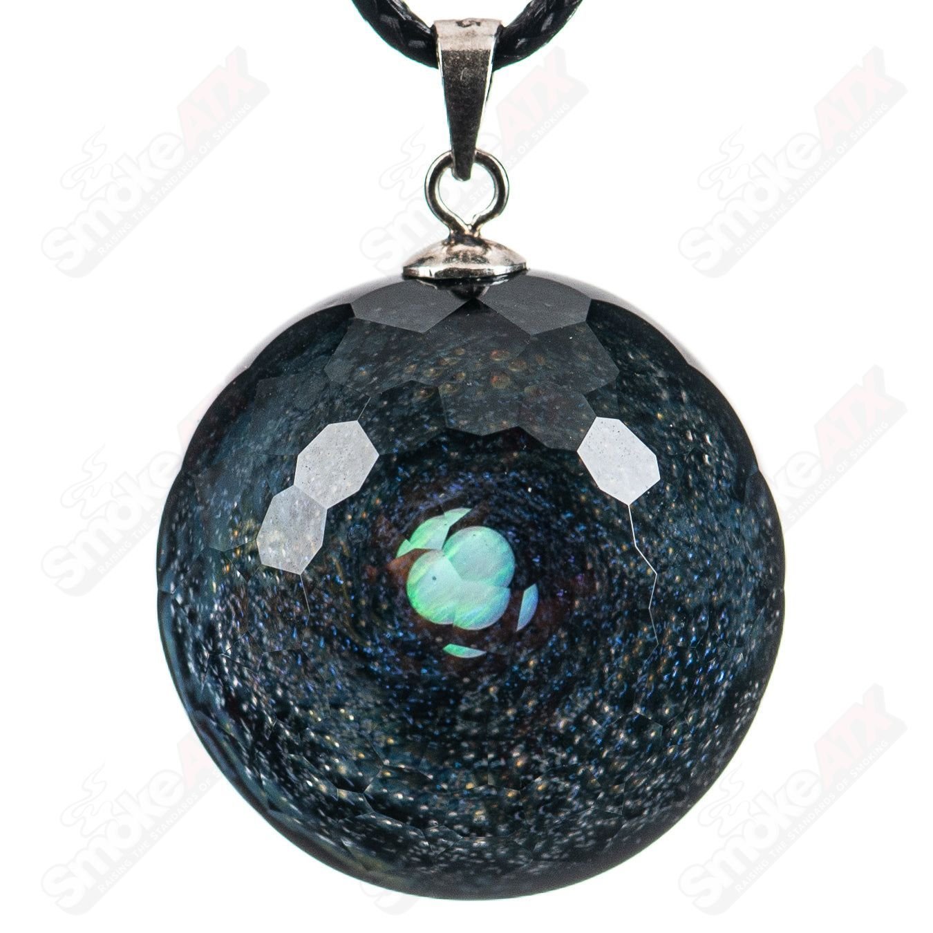 Faceted Space Pendant by Fatal Facets, Eric Mort Collab, Heady Glass pendant with geometric faceted design on clear glass
