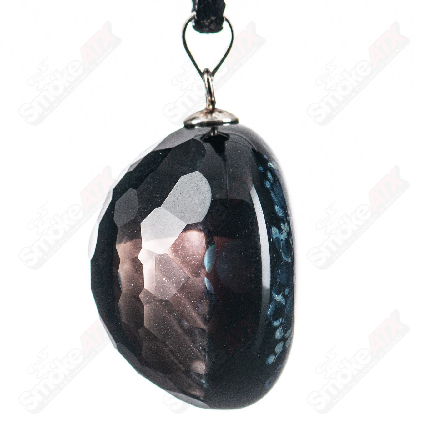 Faceted Space Pendant by Fatal Facets, a collaborative Heady Glass pendant featuring intricate faceted glass design and vibrant colors.