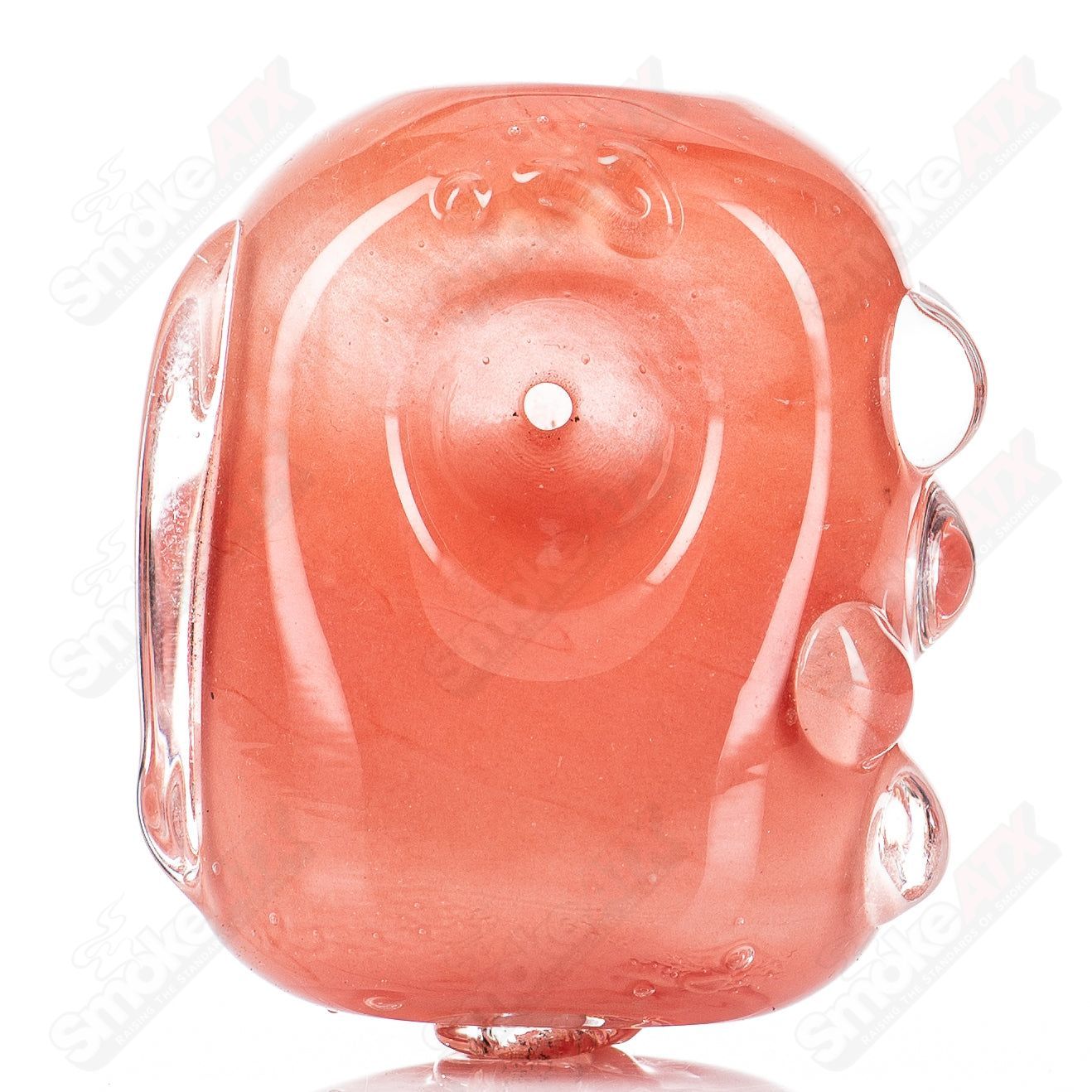 Glass pipe named Fat Bean Pipe in Guava color by Nobody, featuring a smooth, rounded glass design perfect for smoking.