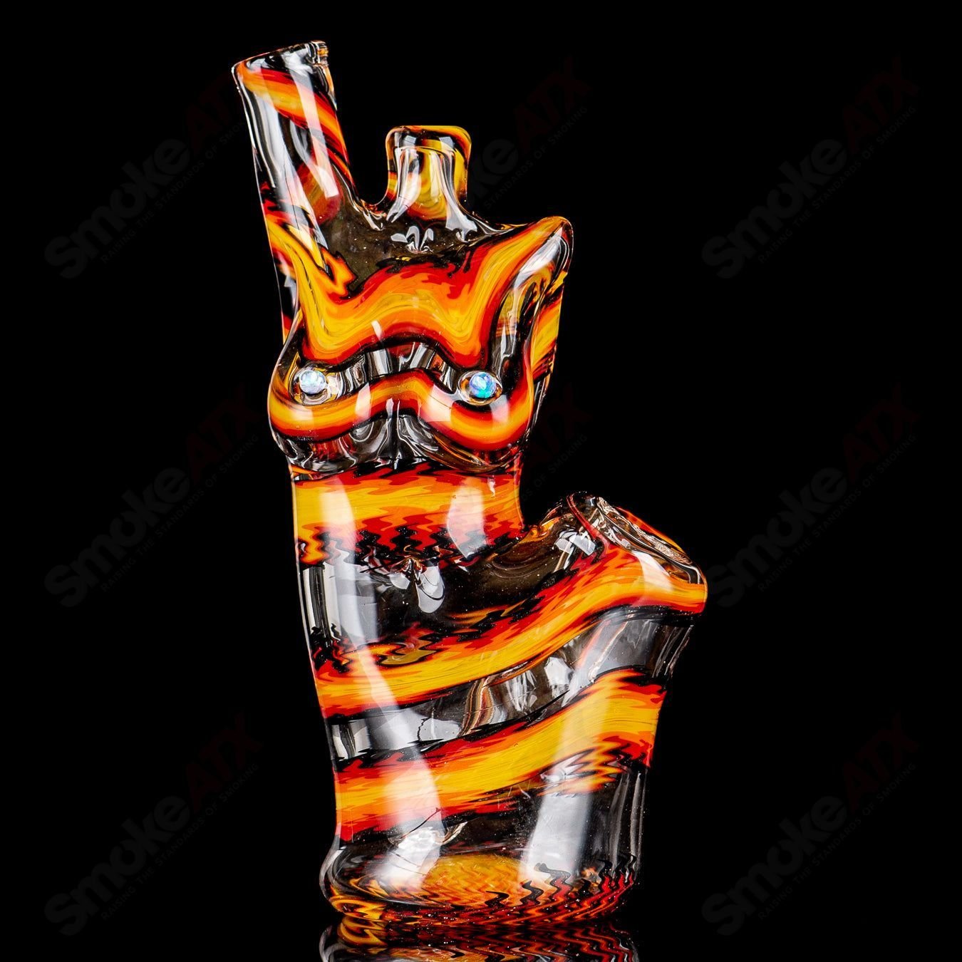 Fire Lady Carpenter x ZAM heady glass concentrate rig with intricate designs and vibrant colors, ideal for dabbing and concentrates.
