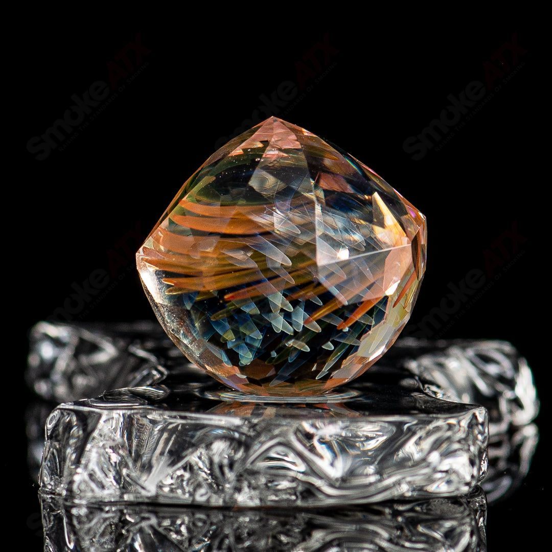 Close-up of Solo Marble Fatal Facets glass marbles showing colorful, textured surfaces in natural light.