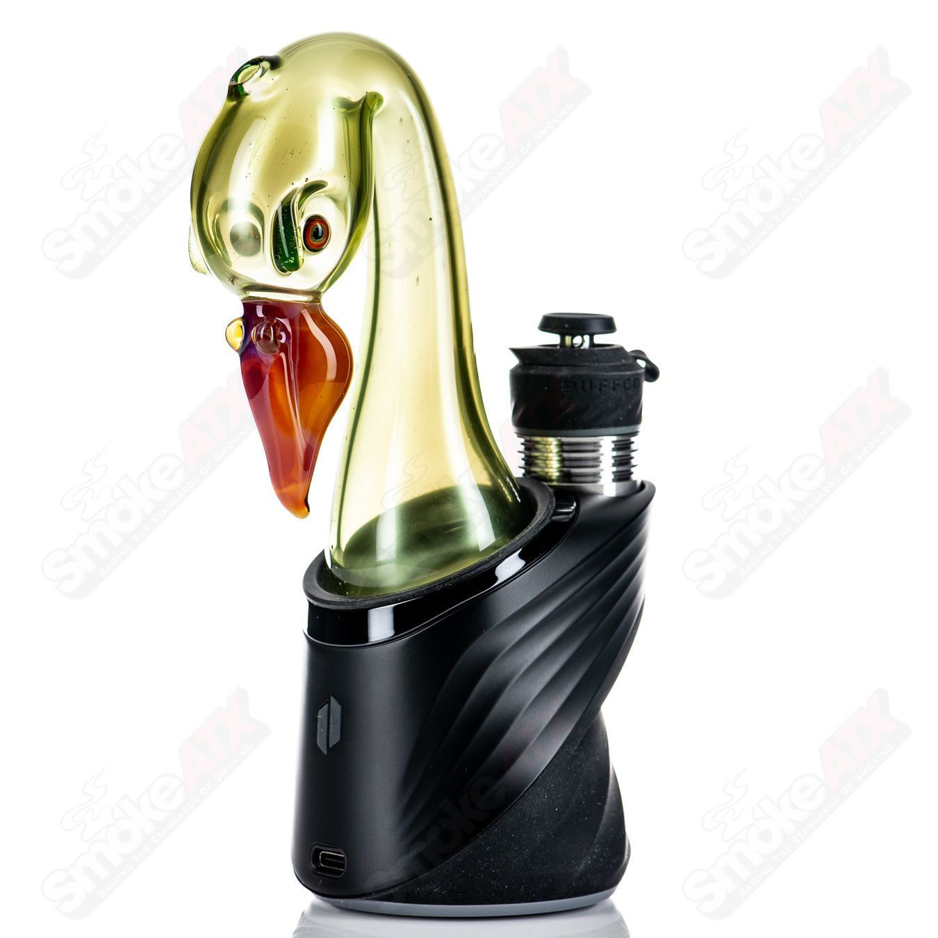 Burtoni Glass Flamingo Puffco Dry Top with pink flamingo design, crafted for Puffco devices, stylish and durable glass accessory.