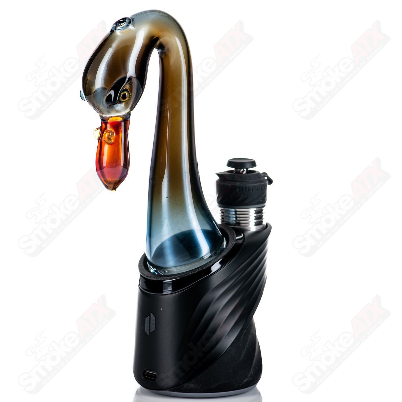 Flamingo Puffco Dry Top by Burtoni Glass, colorful glass dab tool with flamingo design, for Puffco vaporizers.